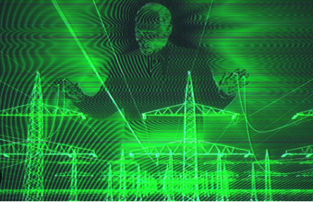 Electric grid infrastructure at night